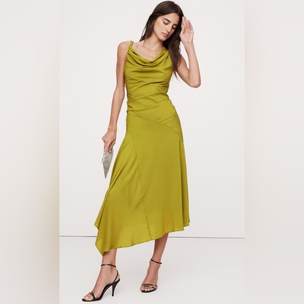 BANANA REPUBLIC CREPE TWIST-SHOULDER DRESS - Picture 9 of 10